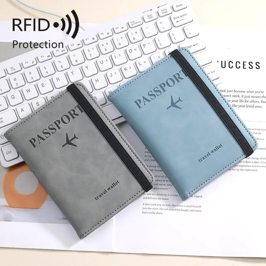 Unisex PU Strap RFID Travel Wallet Passport Holder Passport Cover Luggage Tag Ticket Clip Id Card Holder Travel Passport Wallet