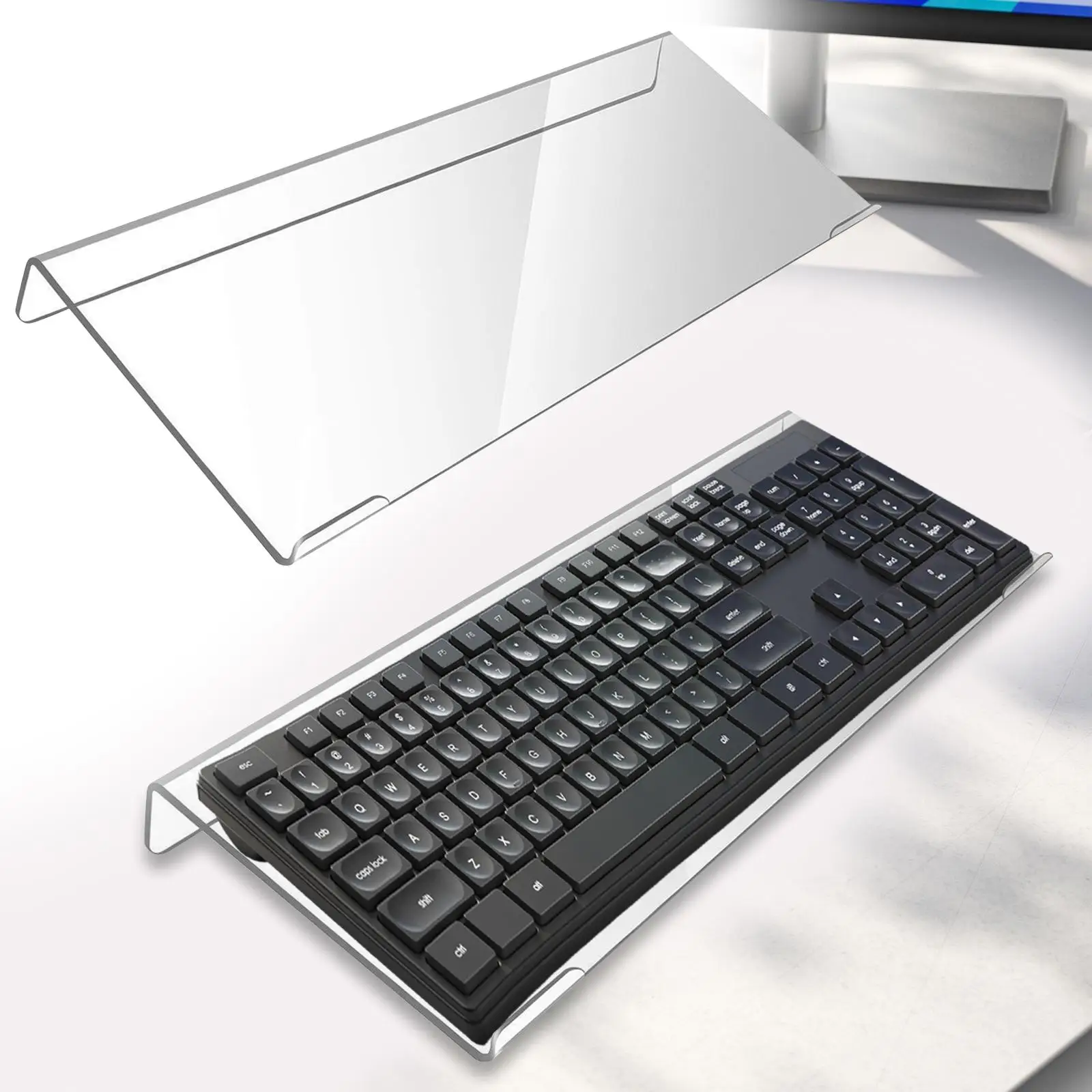 Computer Keyboard Holder Portable Waterproof Keyboard Tray Acrylic Tilted Keyboard Holder for Office Home Working Desk Daily Use