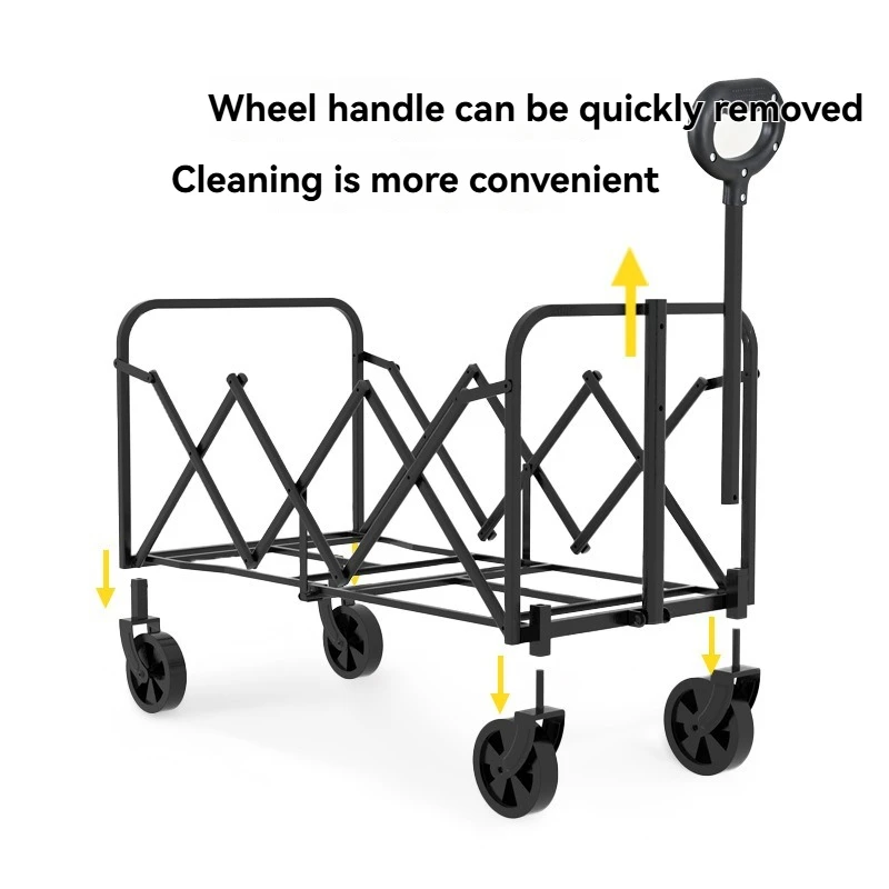 Heavy Duty 3-Tier Folding Trolley 150kg Capacity Q195 Steel 600D Oxford Cloth Utility Cart for Moving