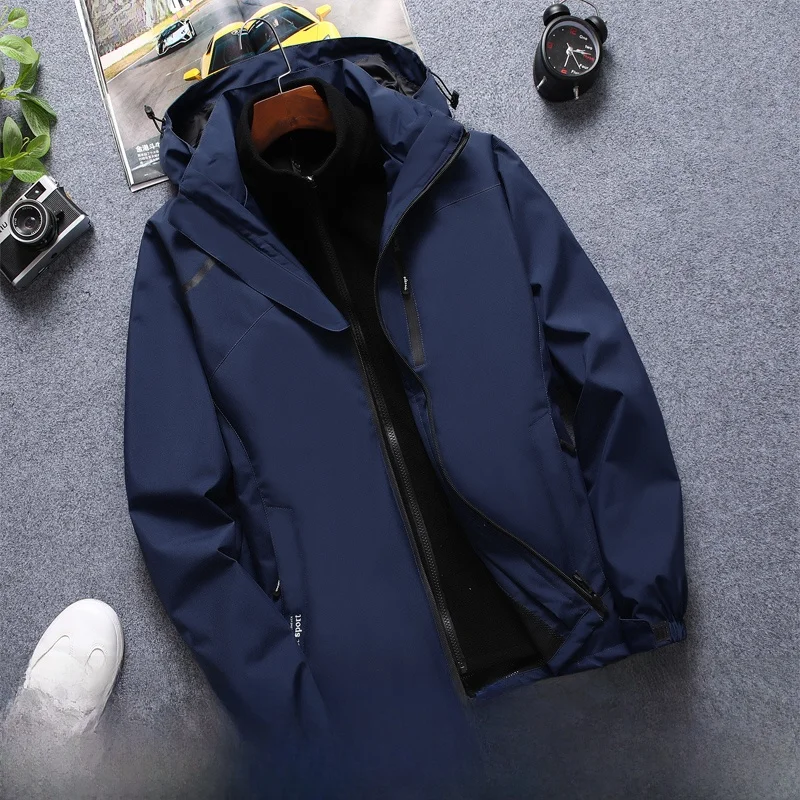 

Outdoor Men's Tee-in-One Detachable Fce-Lined Windproof Waterproof Hiking Jaet Spring Autumn Outerwear Polyester Fiber