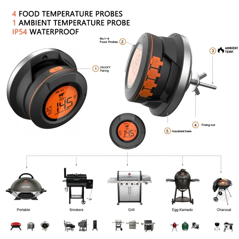 Czujnik cyfrowy termometr Bluetooth dla wysokiej 500 stopni piekarnik Grill mięso z grilla grillowanie mięsa akcesoria kuchenne narzędzia