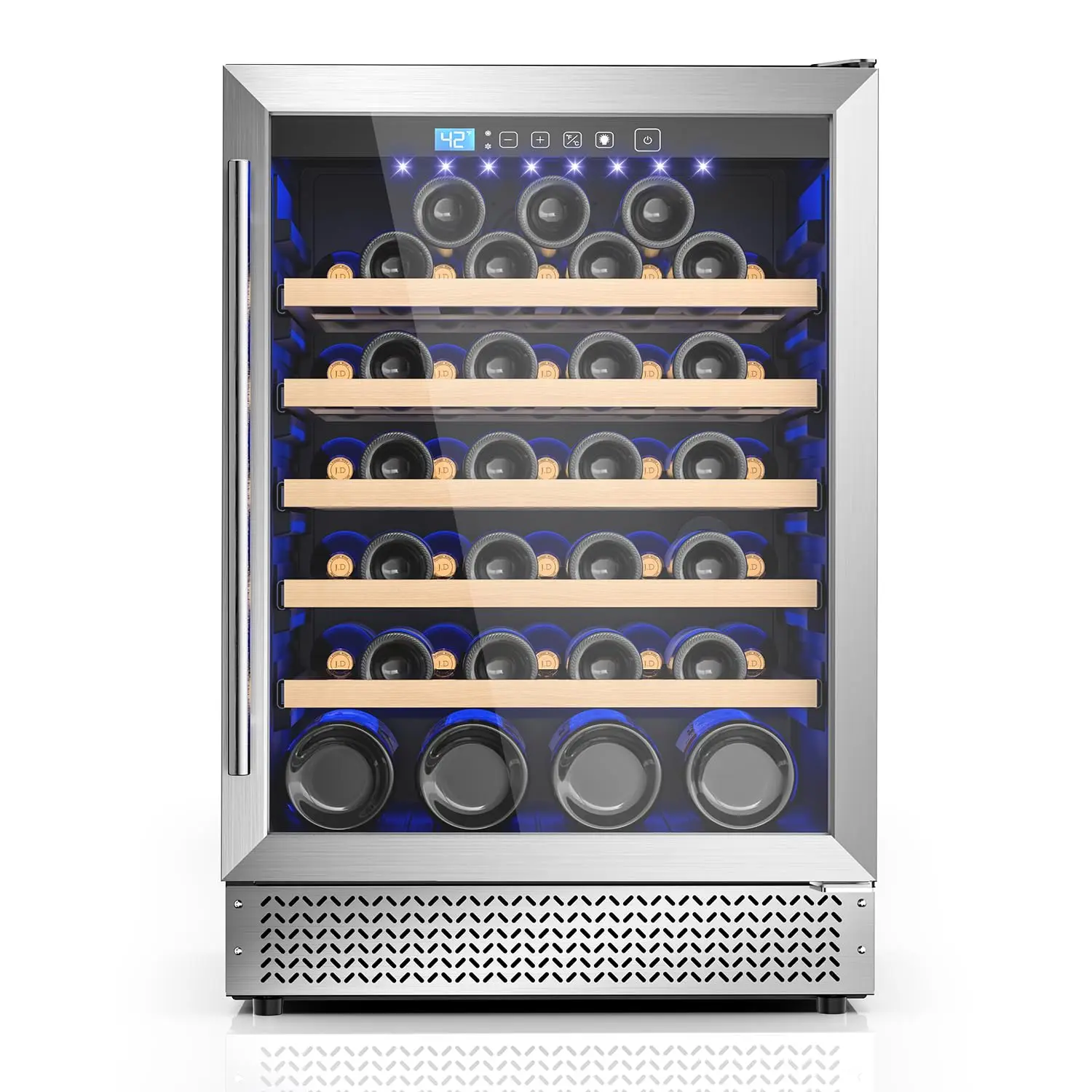 24 Inch Wine Fridge-54 Bottle Wine Cooler Refrigerator, Built-in or Freestanding Under Counter Fridge, Tempered, Customized