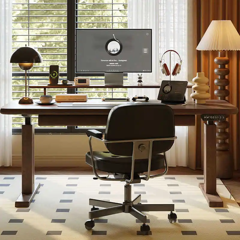 Bureau en bois massif de noyer noir, table d'ordinateur médiévale, table de calligraphie d'étude domestique, table de sport électronique