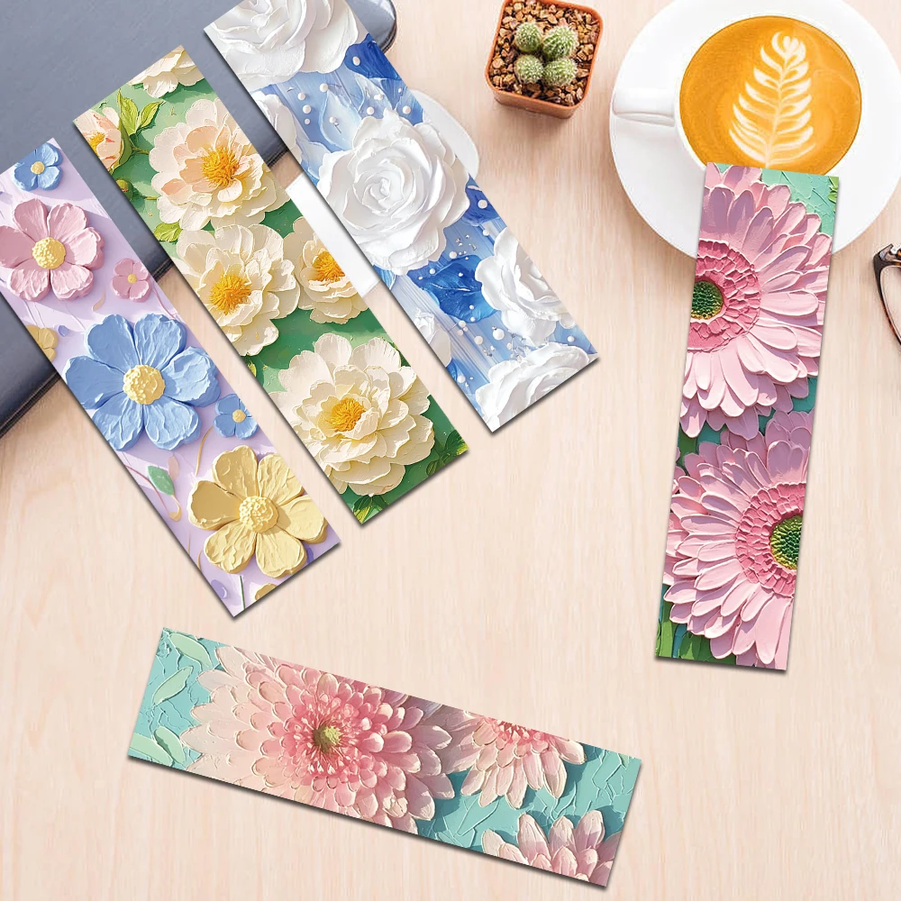 30pcs Originality 3D Oil Painting Flower Bookmark Personality Book Clips Reading Items Page Stationery Office Supplies