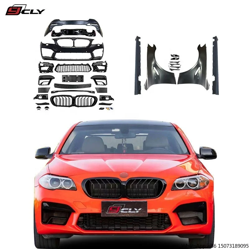 CLY Car Bumpers for 2009+  5 Series F10 F18 Facelift 2021 M5 Front Rear Car Bumpers Grilles LED Fenders Side Skirt Diffuser