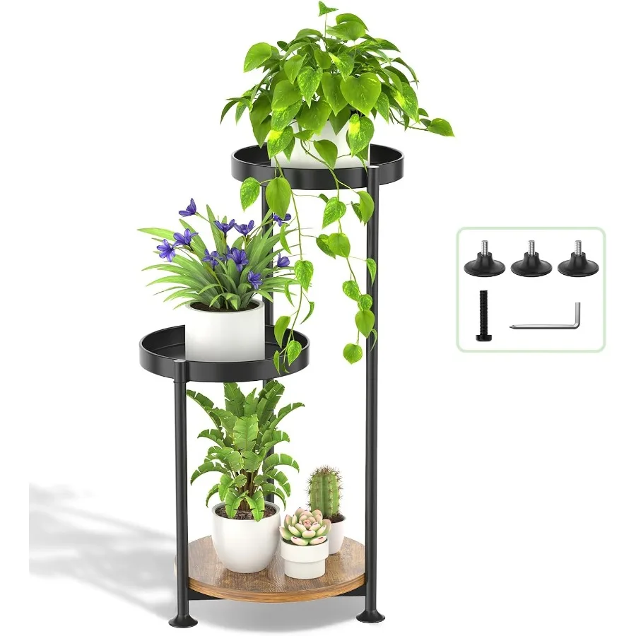 

3-х уровневая подставка для растений в помещении и на открытом воздухе, угловая многоуровневая металлическая полка для цветов, держатель для горшка, высокая стойка для нескольких растений, узкий дисплей