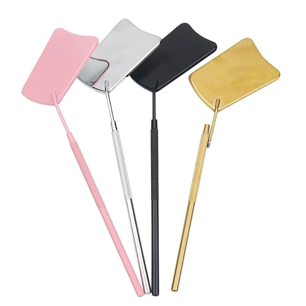 Stainless Steel Eyelash Extension Checking Mirror Hand Held Large Lash Lifting Mirror Fan Shaped Makeup Mirror Beauty Tools