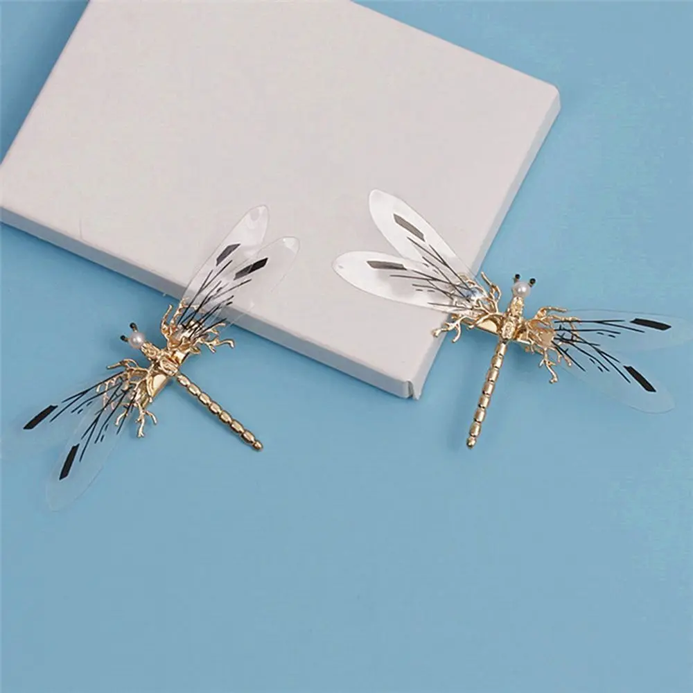 Barrettes Crystal Pearl Jewelry Bride Hair Clip Bridal Gold Dragonfly Hairpins Headdress Wedding