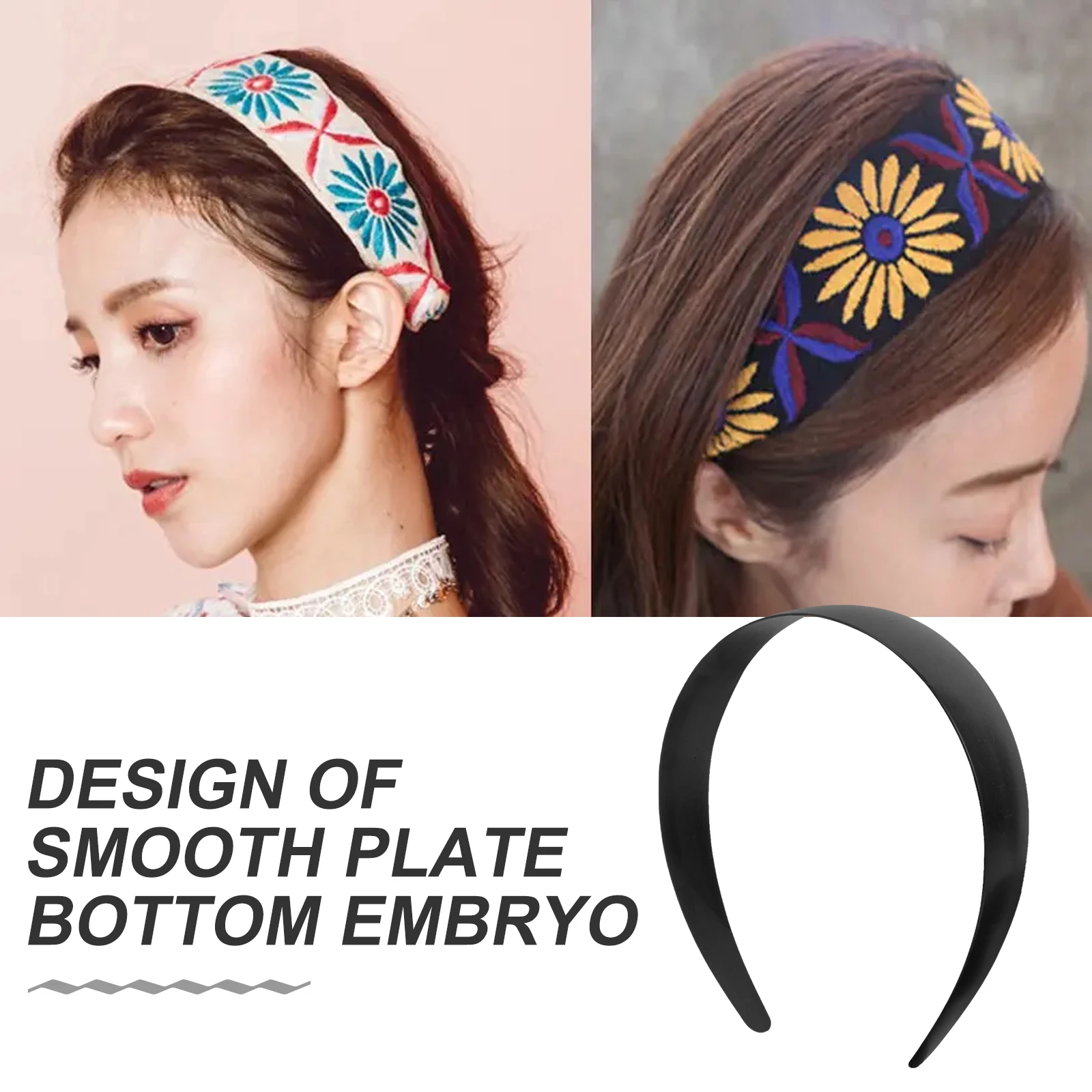 

12pcs Black 3 0x37cm Plain Blank Headbands for Women Girls DIY Hair Accessories No Teeth Plastic Hoop Material