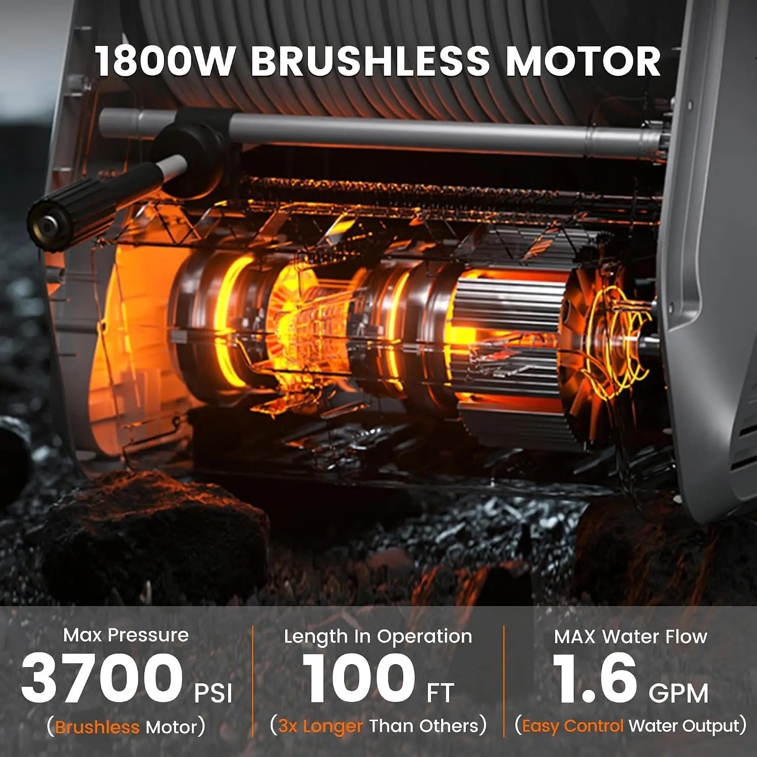 Hoses Pro Pressure Dark Silver Washer 100FT