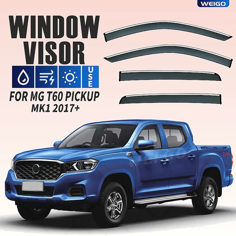 

4Pcs Car Window Visor for MG T60 Pickup 2017+ Rain Sun Shade Awning Windshield Side Auto Accessories