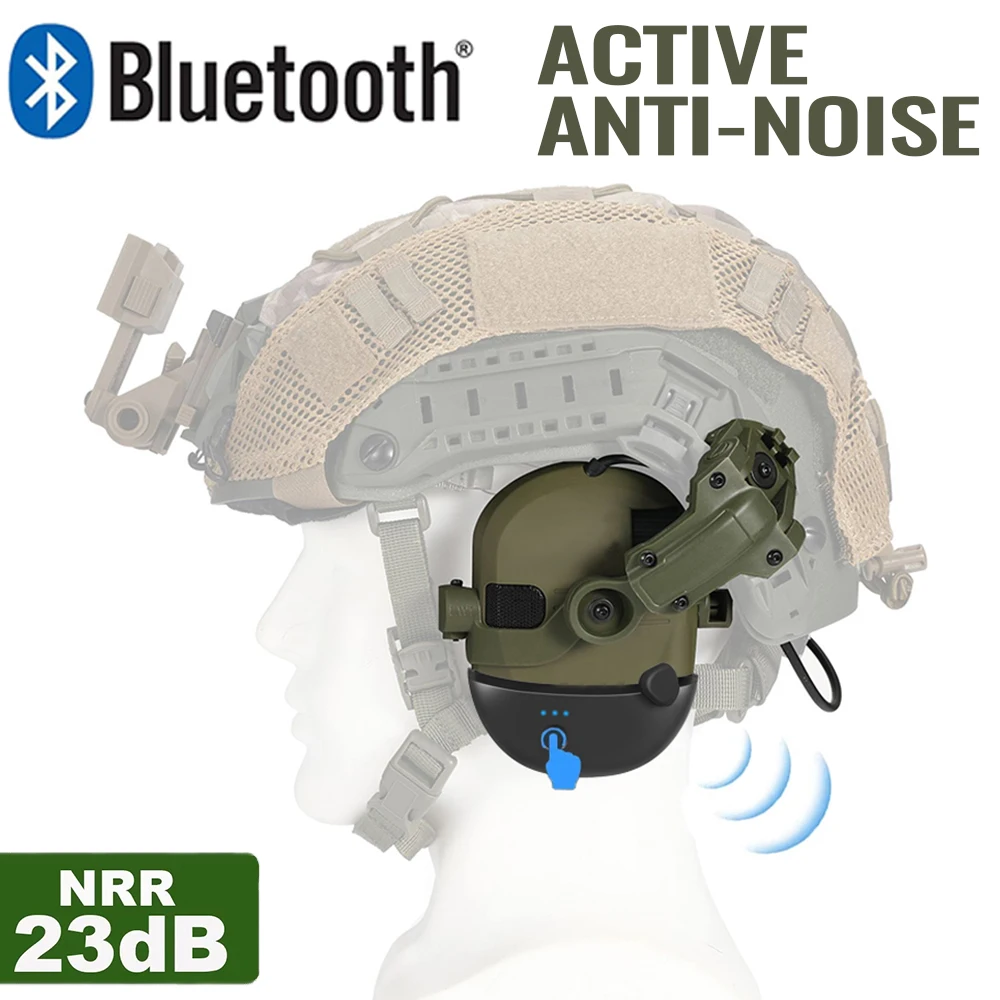 Helmet Mounted Earmuffs For Shooting Electronic Hearing Protection Noise Reduction Active Hunting Headphone with Bluetooth Adapt