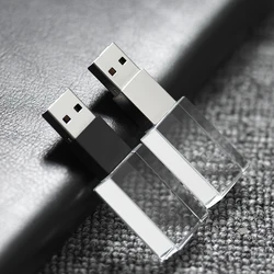 Kristal USB Sticks 3D Print Gratis Aangepast Logo 4GB 8GB 16GGB USB Flash Pendrive 32GB 64GB Transparant Glas Pen Drive Memory Stick