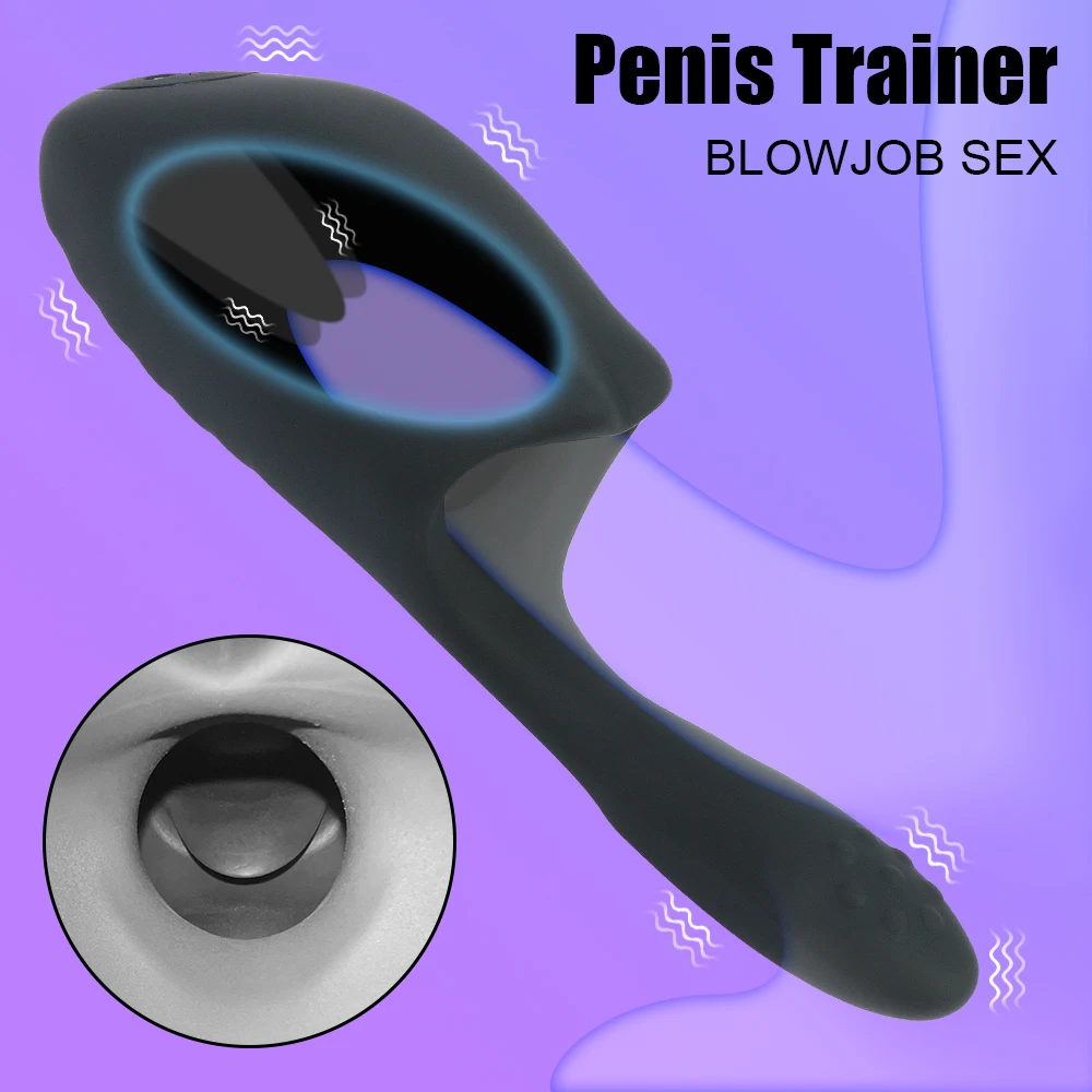 2 Motor Vibrators Male Masturbator Glans Sucker Licks Testis Massager Sex Toys For Men 18 Penis Ring Cock Exerciser Delay Lock