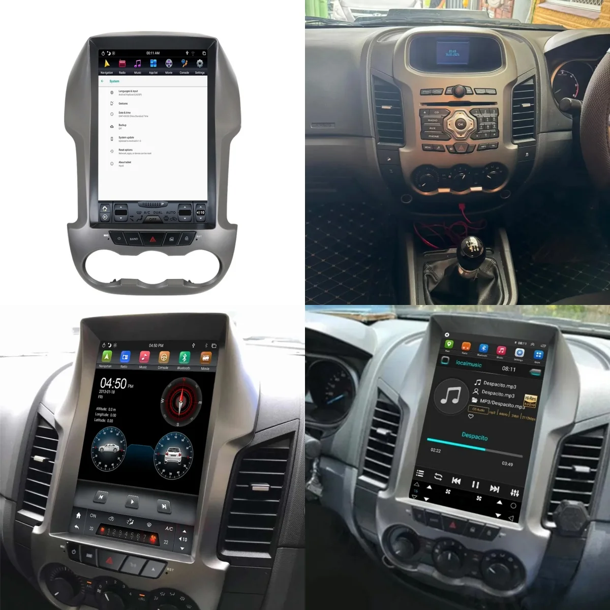 Android 11 Vertical Screen For Ford Ranger/F250 2011-2016 Tesla Car Multimedia Player GPS Navigation Radio 4G Stereo Video