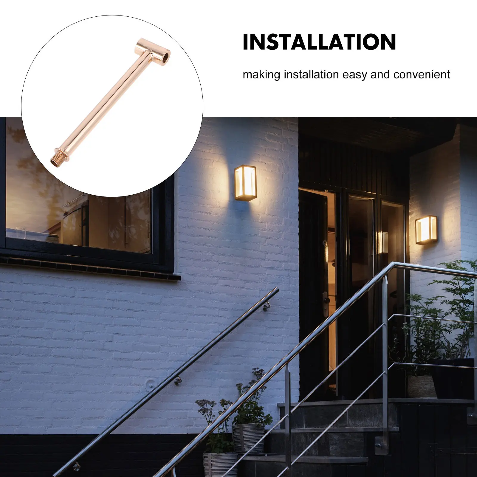 M10 Threaded T-Shaped Wall Lamp Stem Iron Hollow Straight Tube Heavy Duty Lamp Making Supply Replacement Part for DIY Lighting