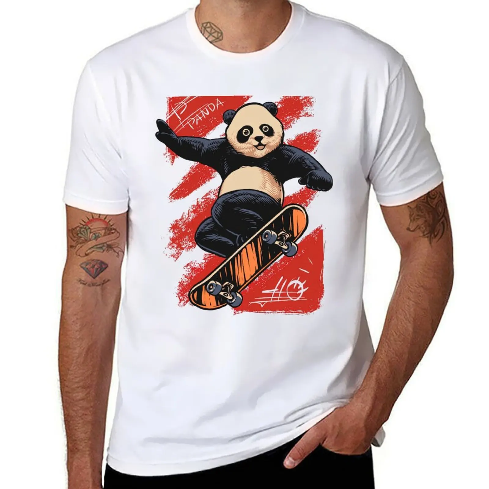 

Panda On A Skateboard, Skate, Skateboard T-Shirt man t shirt designer anime t shirts oversize T-Shirt