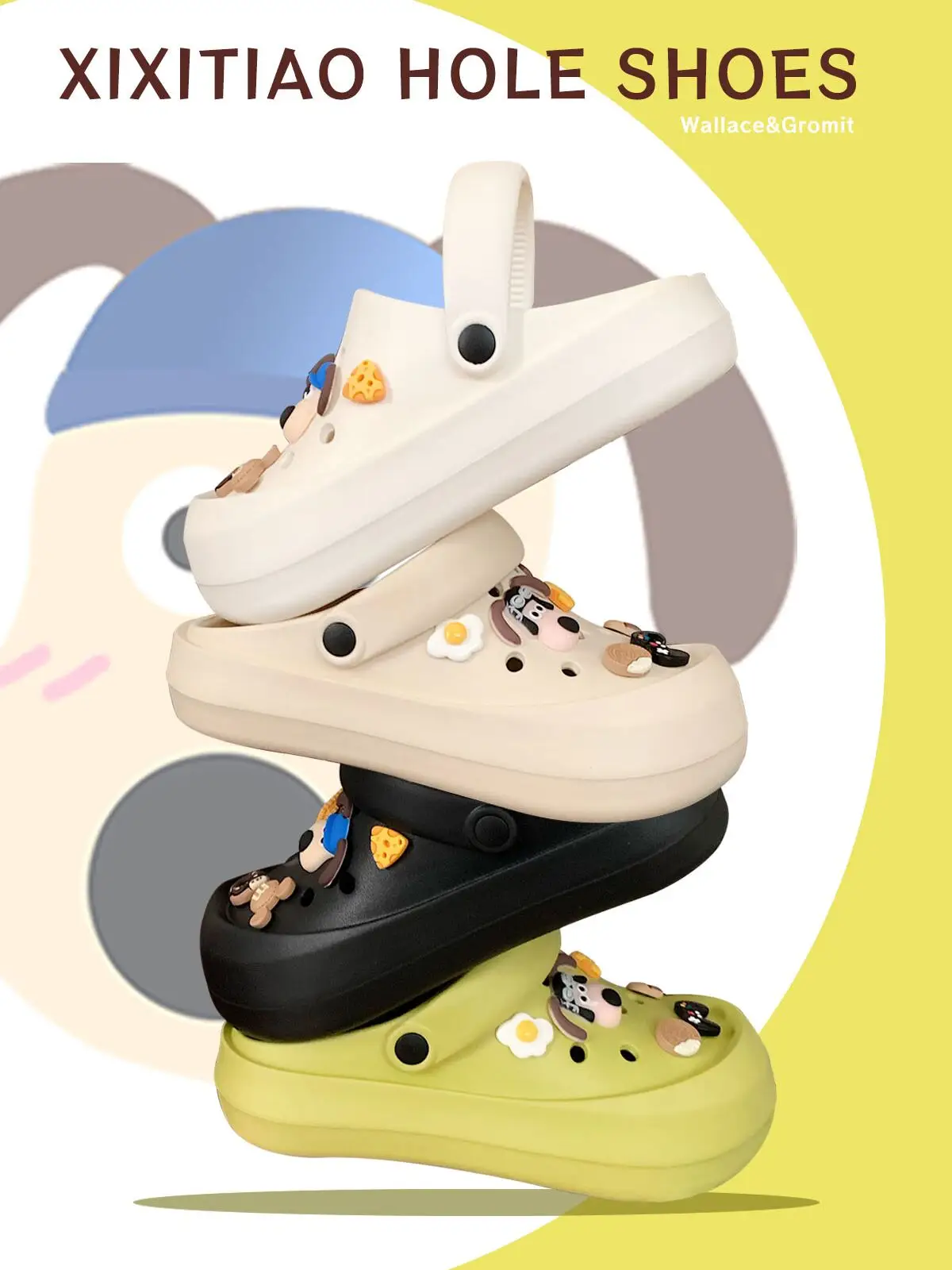 Man Women Garden Shoes Fun DIY Cute Dog Hole Slippers For Women Anti Slip Thick Soles Parent-child 2024 Summer Beach Sandals