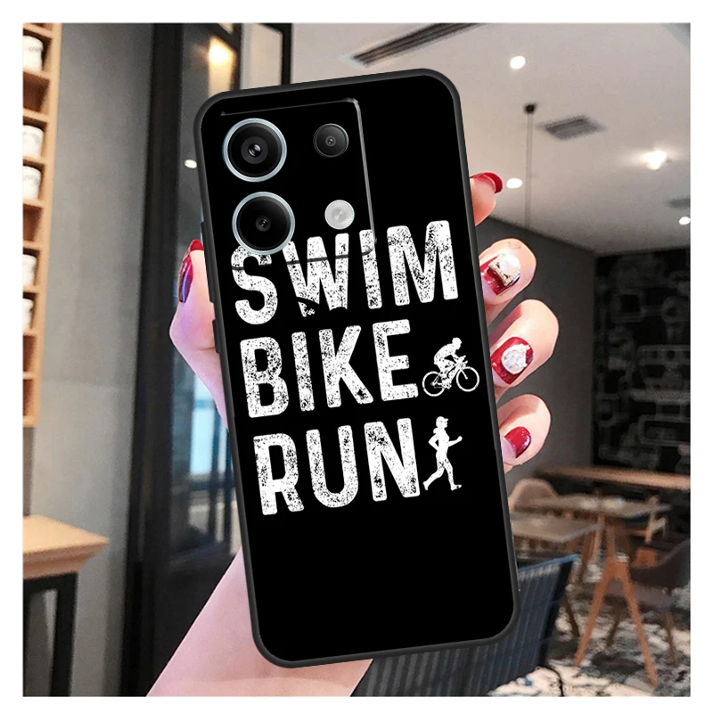 Swim Bike Run Triathlon Case For Xiaomi Redmi 12 13 C 9C 10C Redmi Note 13 Pro 9 10 11 12 9S 10S 11S 12S Back Cover