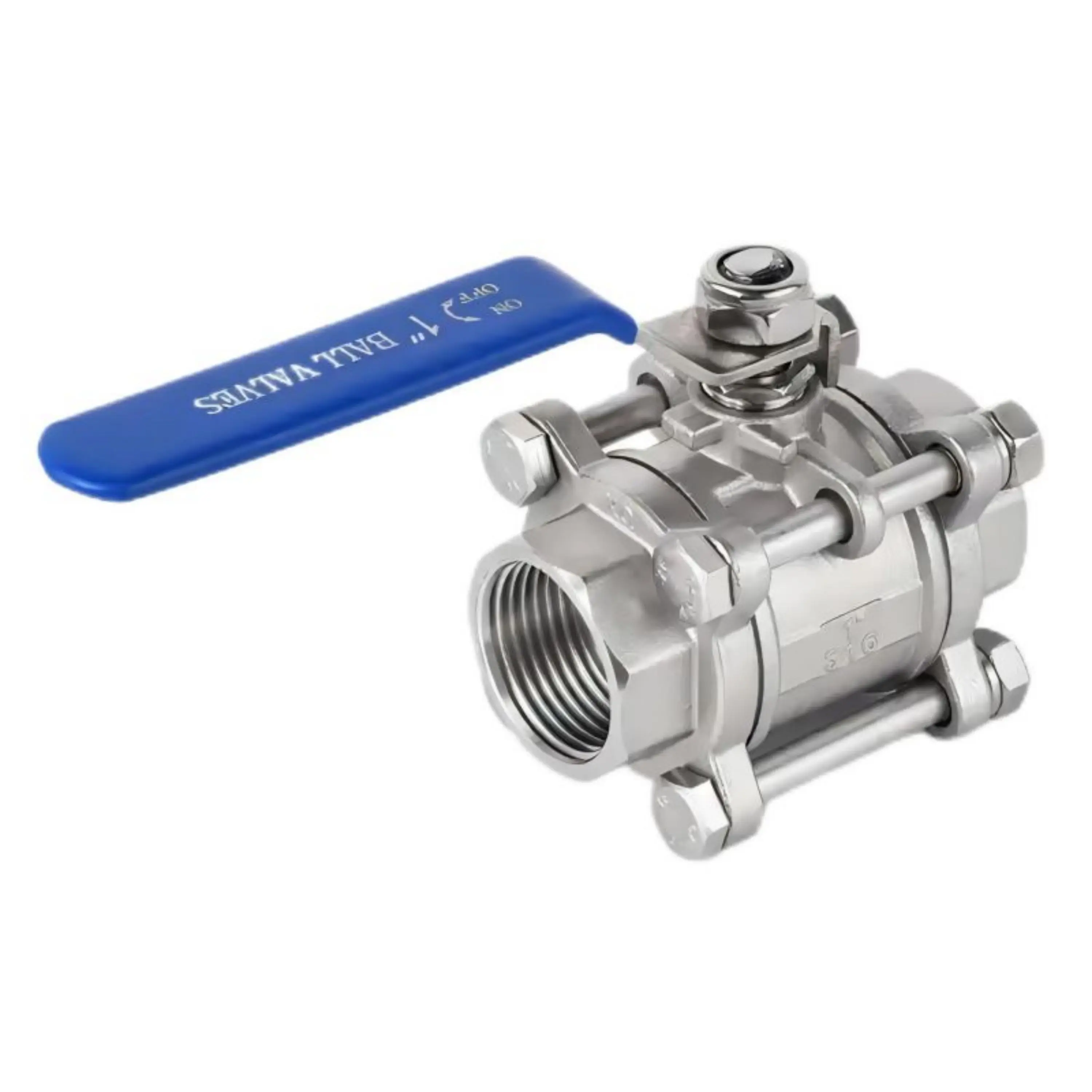 3inch 304 Stainless Steel 3 Pieces Ball Valve 1000 WOG Thread Manual Ball Valve With PTFE