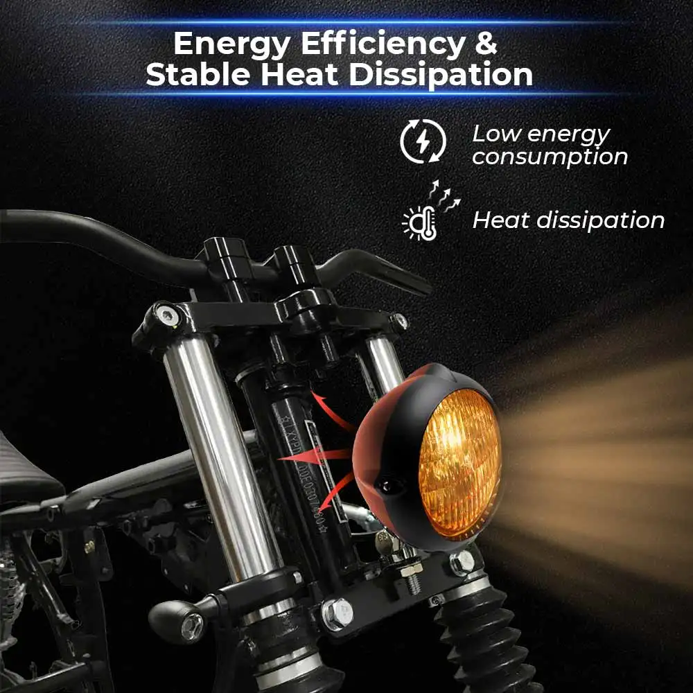 4.5" Motorcycle Accessories Retro Headlight For Harley Kawasaki Honda Yamaha Cafe Racer Bobber Cruiser Hi/Lo Beam Head Lamp 6