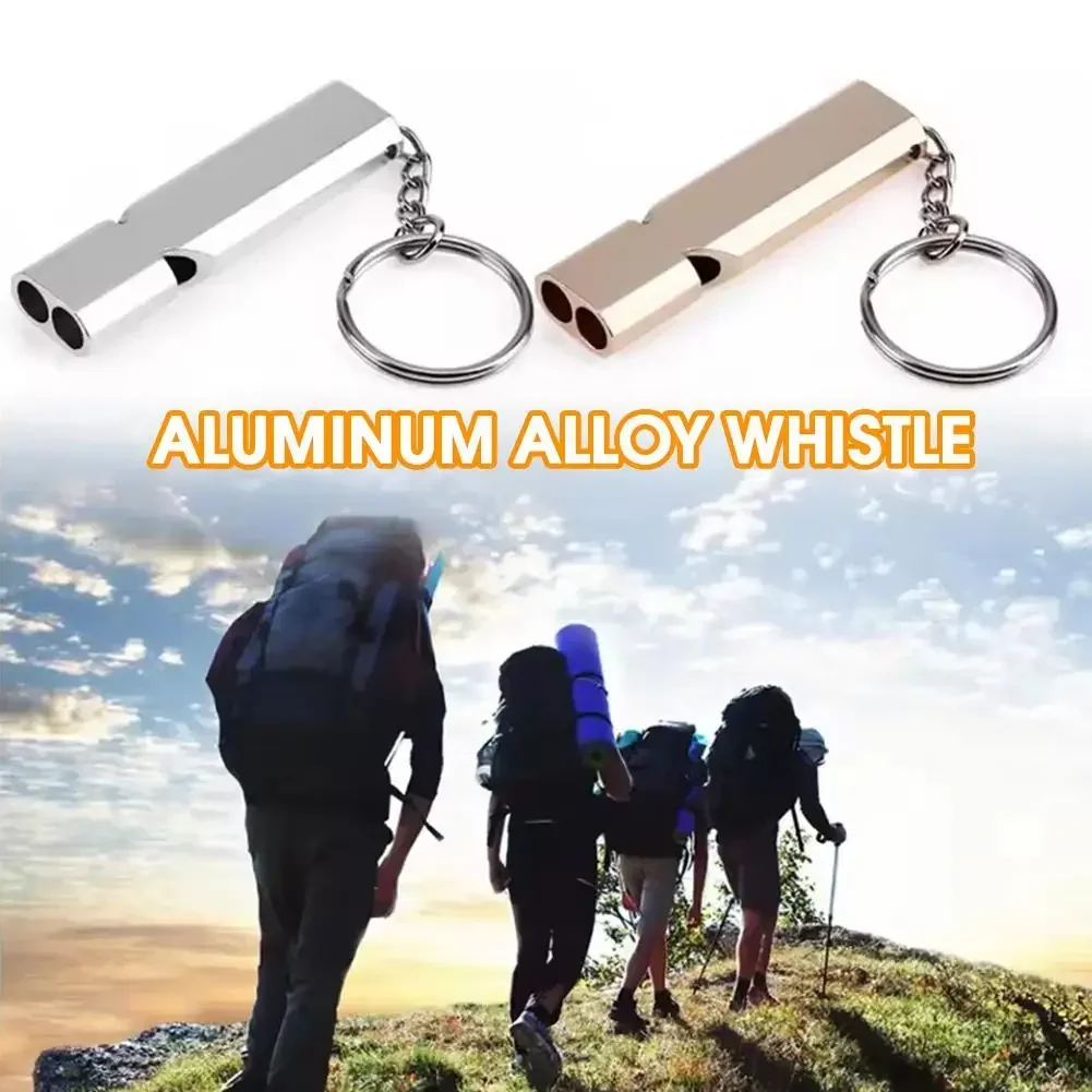 1-3PC Dual Frequency Survival Whistle Flat Metal Whistle for Outdoor Hiking Climbing Emergence Whistle Tools