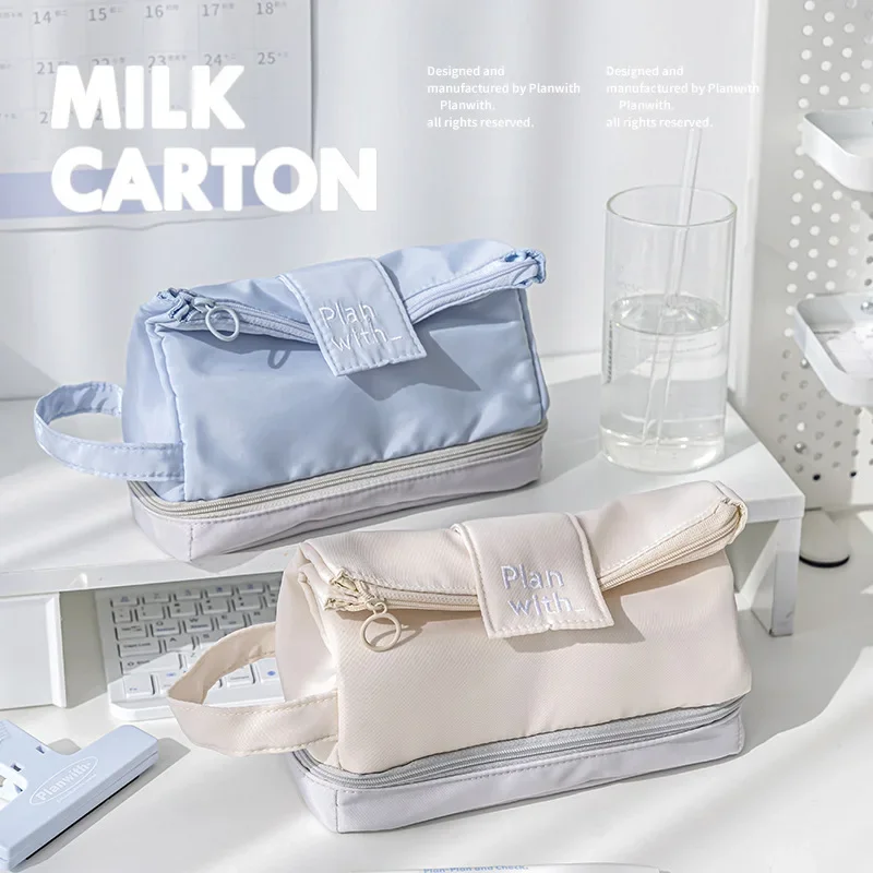 

Простой двухслойный пенал, складная сумка-карандаш, канцелярские принадлежности большой емкости, школьные принадлежности, настольные аксессуары, подарок