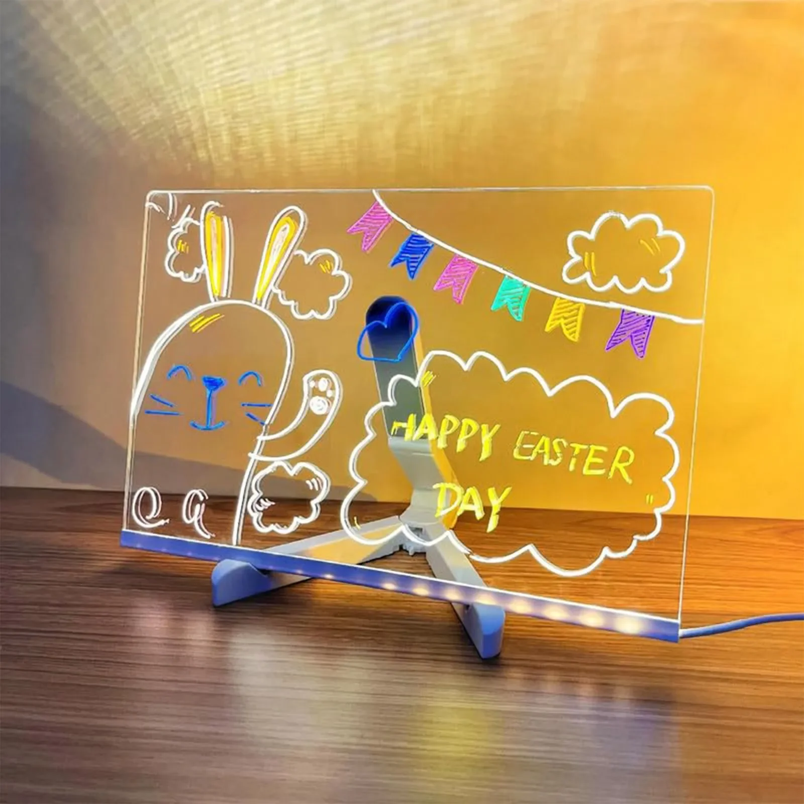 เด็กทําด้วยมือ Erasable ทาสีอะคริลิค Doodle Diy Notepad ข้อความ Led ภาพวาดแก้ว Night Light decpara casa