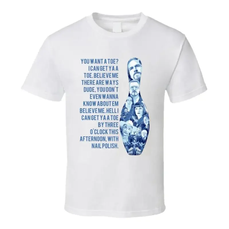 The Big Lebowski Entire Cast Bowling Pin You Want A Toe Quote T Shirt