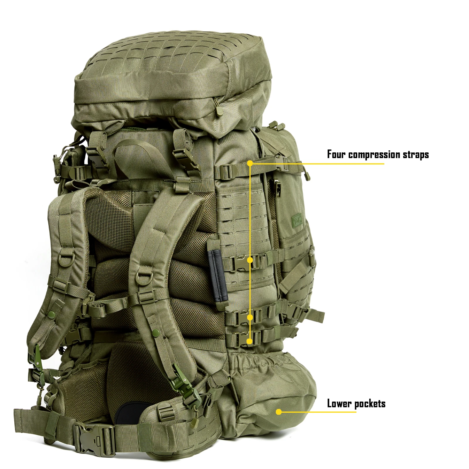 MT Military 100L Large Tactical Racksack Army Molle Hunting Backpack with Hydration Pack, ILBE Outdoor Tourist Bags Olive Drab