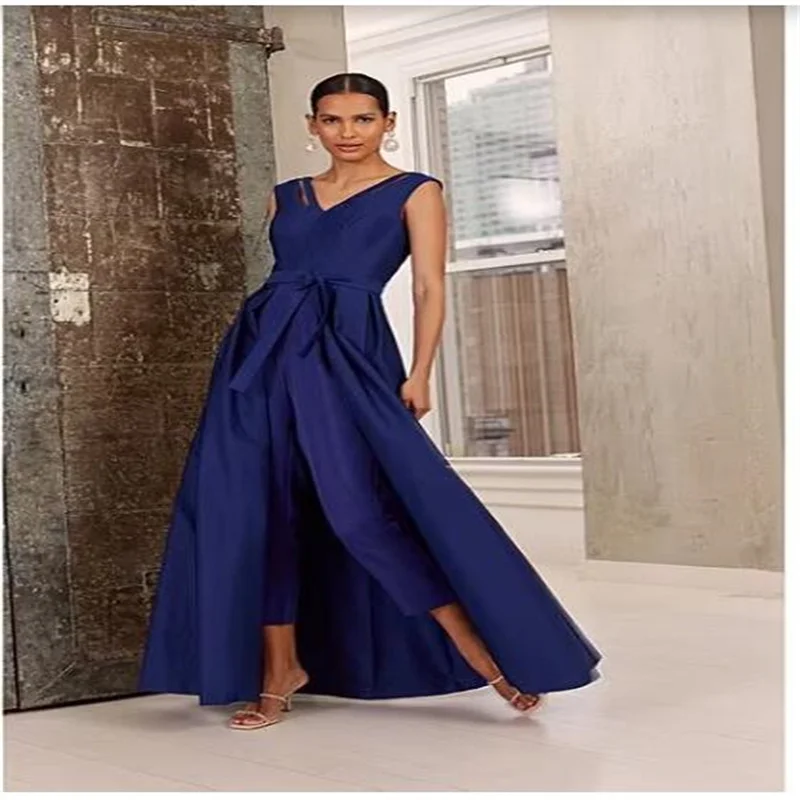 MULONG Pant Suits Long Mother of the Bride Dresses Sleeveless Formal  Plus Size Elegant Party Dresses For Women 2023 With Cape