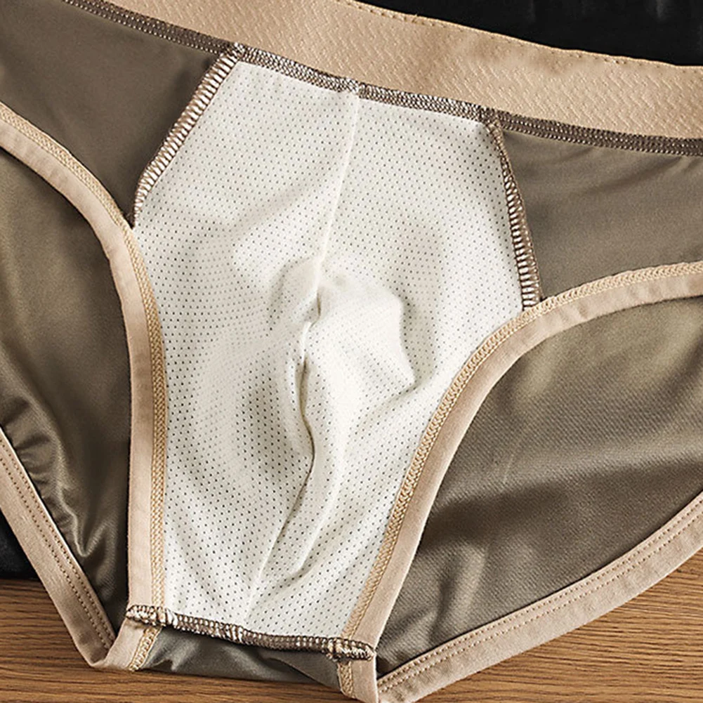 

Мужские атласные гладкие плавки, эластичное нижнее белье из ледяного шелка для горячих мужчин, дышащие быстросохнущие трусы, летние мужские трусы