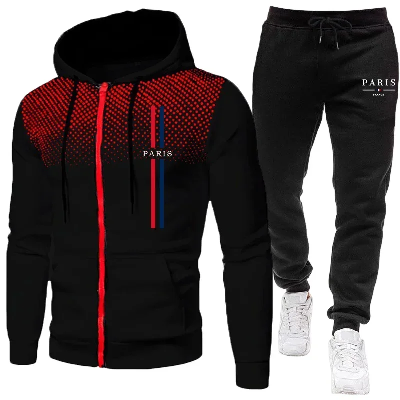 Men sports suit zipper jacket+pants two-piece set autumn winter casual daily necessities running clothes outdoor sports clothing view 2