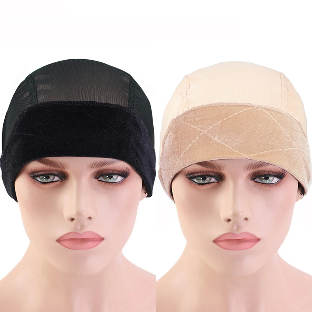 

Velvet Wig Headband Grip and Mesh Wig Cap Set (2pcs/set)- 1 Piece Adjustable Wig Grip Headband Scarf Band and 1 Piece cap