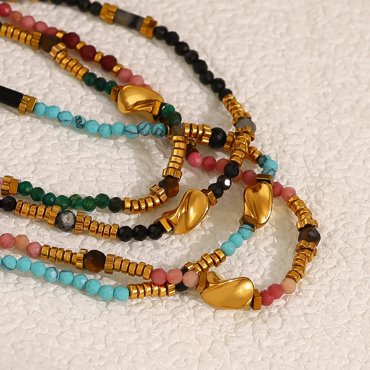 WILD & FREE Bohemian Retro Natural Stone Beads Stainless Steel Necklaces for Women Individual Ethnic Style Trendy Jewelry