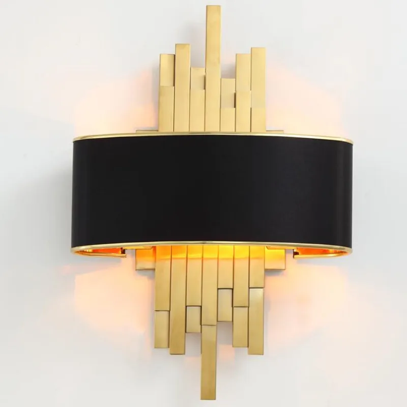 

Gold Wall Sconces Lighting Fixtures Bedroom Living Room Black Lampshade Wall Lamp AC90-260V LED Wall Lamp