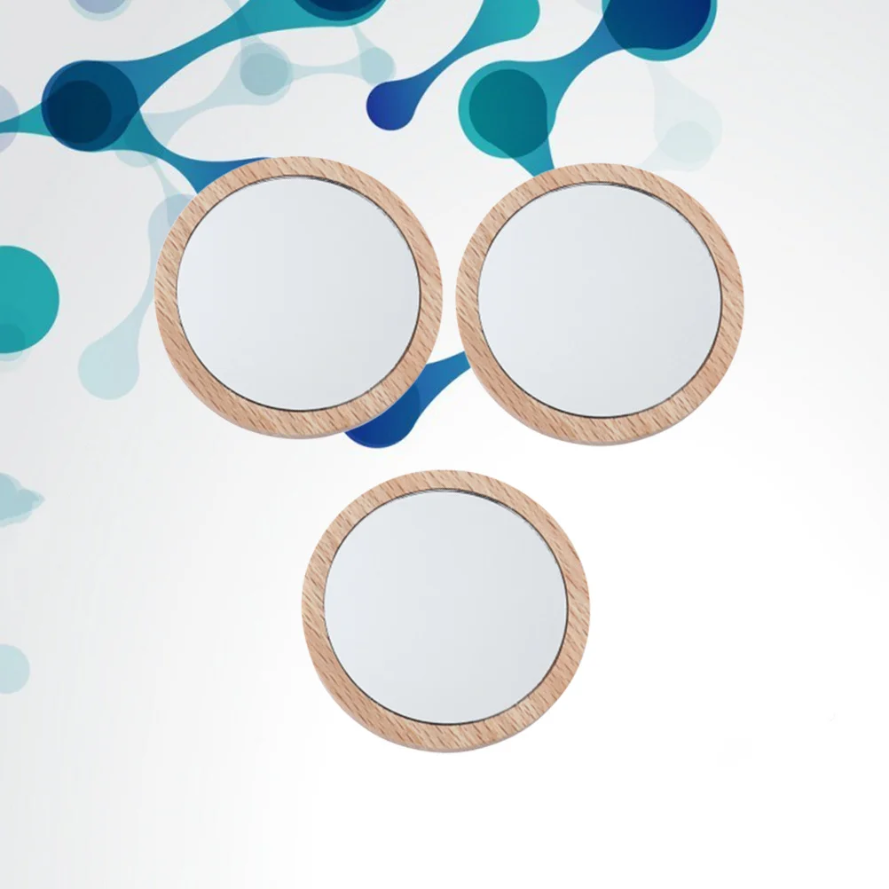 3Pcs 7.5cm Portable Makeup Mirror Round Light Weight Travel Mirror Smooth Glass Surface Easy Carry Option