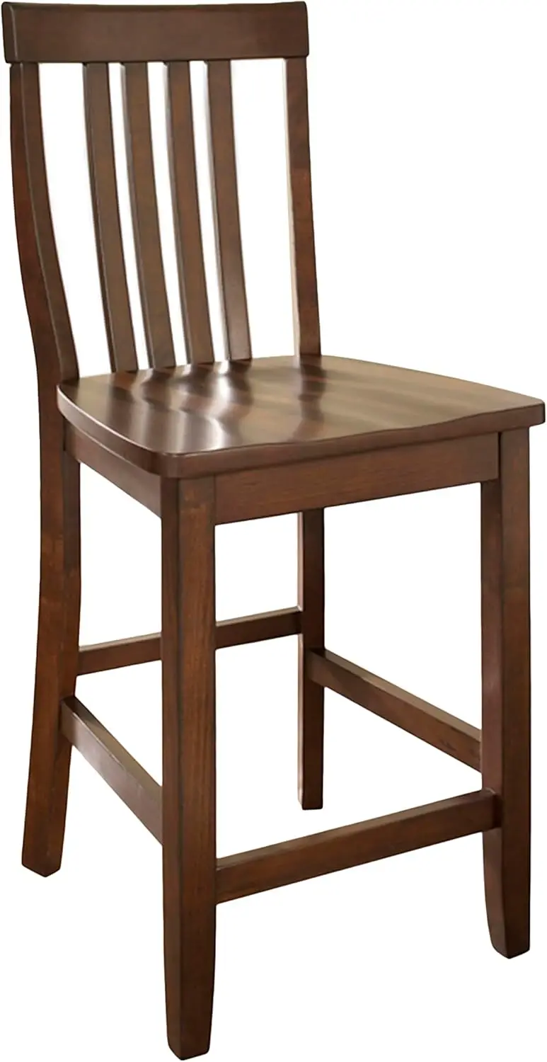 Crosley Furniture Schoolhouse Bar Stool (Set of 2), 24-inch, Vintage Mahogany