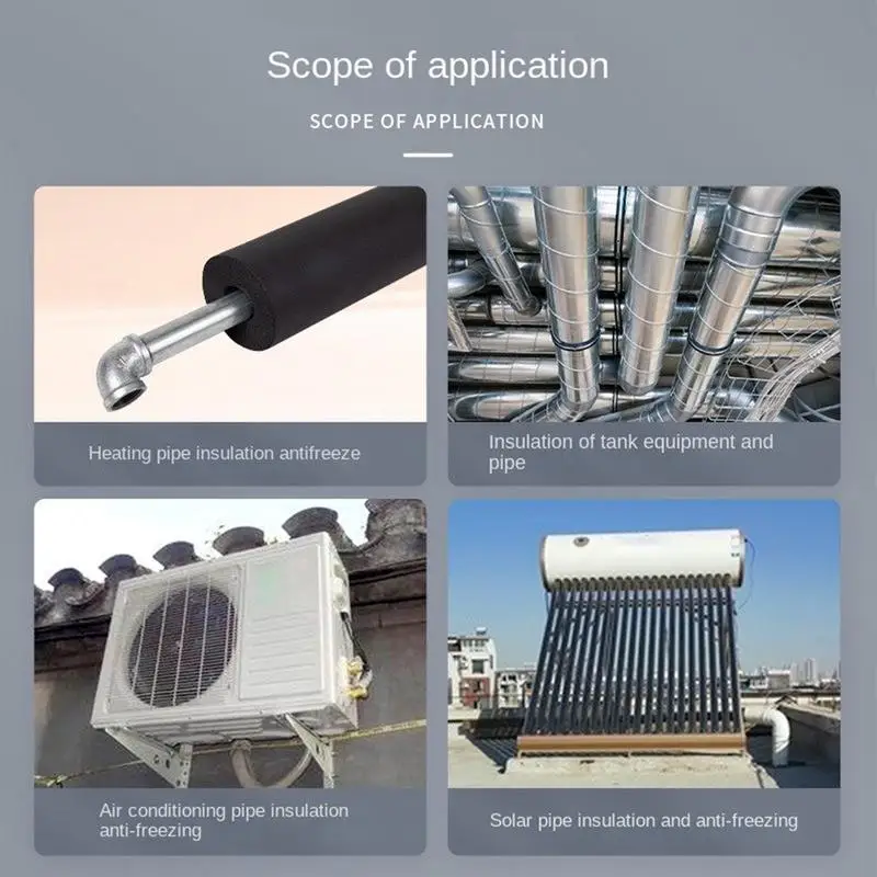 Insulation Rubber Pipe Sponge Rubber Pipe Black Waterproof Pipeline Solar Water Heater Water Pipe Rubber Pipe Insulation