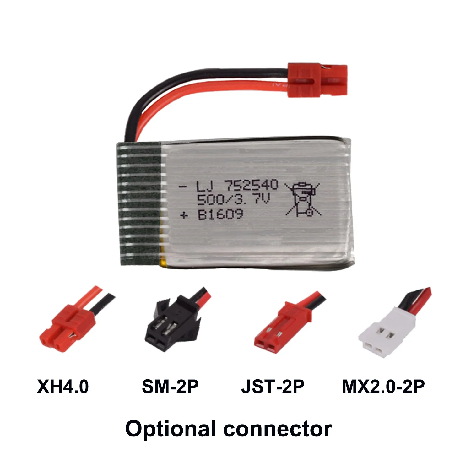 752540 500mAh XH4.0 SM for JST MX2.0 Battery  X5HC/W JXD398 HQ905 TK107 M68 H5C