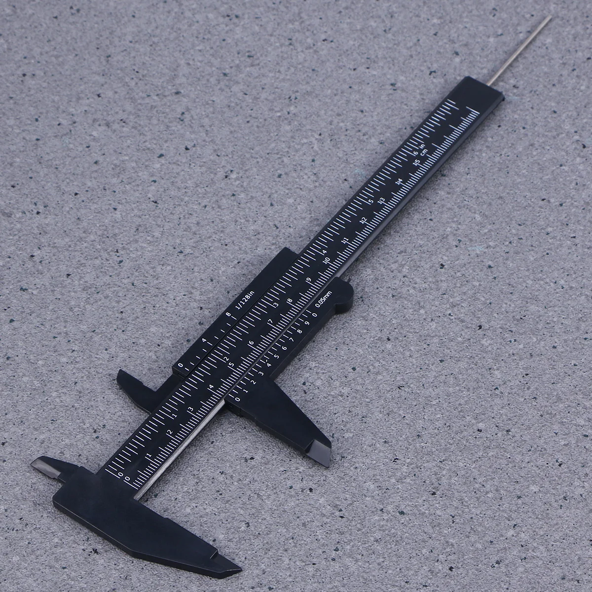 

150mm 0.5mm Mini Caliper Metric Plastic Portable Sliding Pocket Caliper Ruler Measuring Tool (Black)