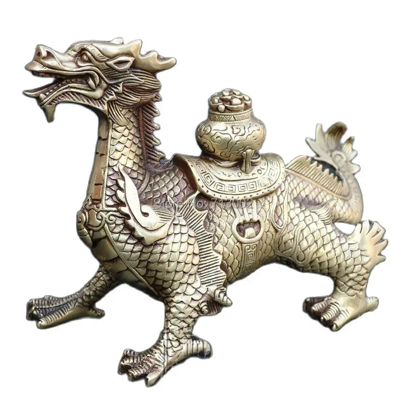 Vintage Tibetan Silver Dinosaur Statue Lucky Beast Bring Wealth Mascot Home Furnishings Very Rare