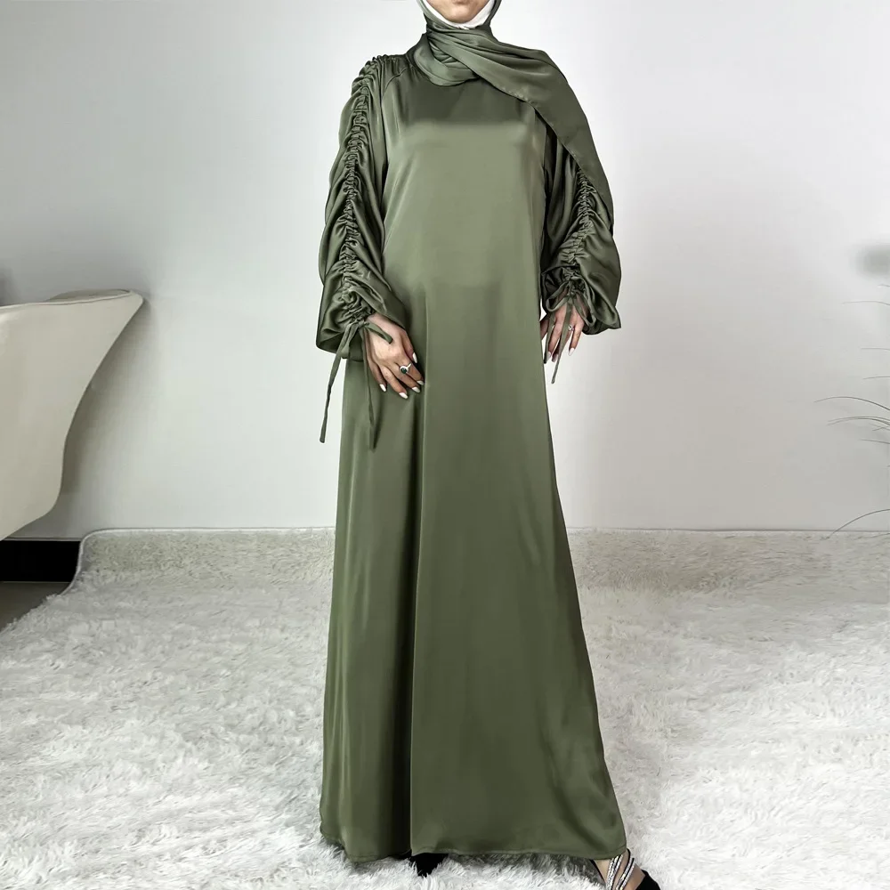 Dubaï luxe Abaya pour les femmes musulman Satin Maxi Robe Eid Djellaba Ramadan Islam vêtements turquie caftan Robe Caftan Marocain Robe