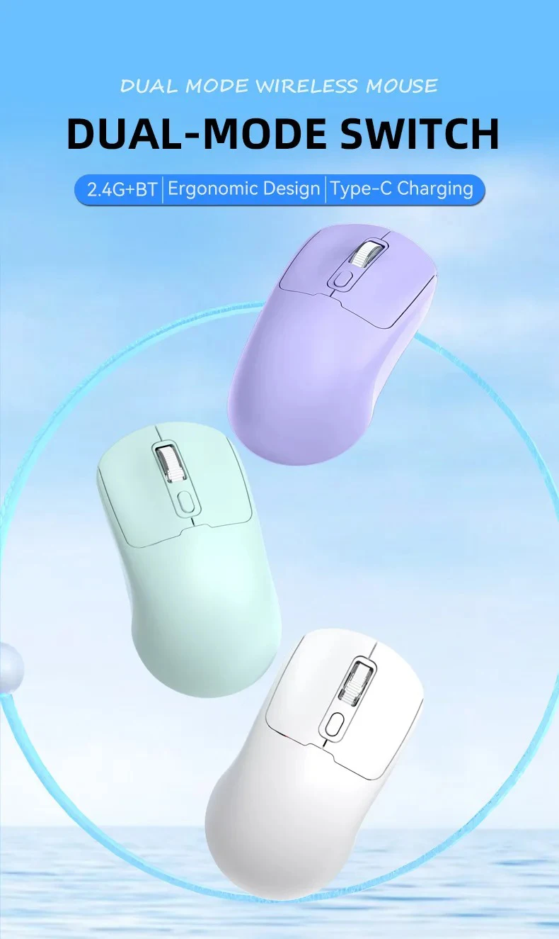 KEBIDUMEI Dual-Mode-Bluetooth-5.4-Maus, 2,4-GHz-Funkmaus, wiederaufladbare Büromaus, Gaming-Maus für PC, Computer, Laptop, Macbook. – Detail 1
