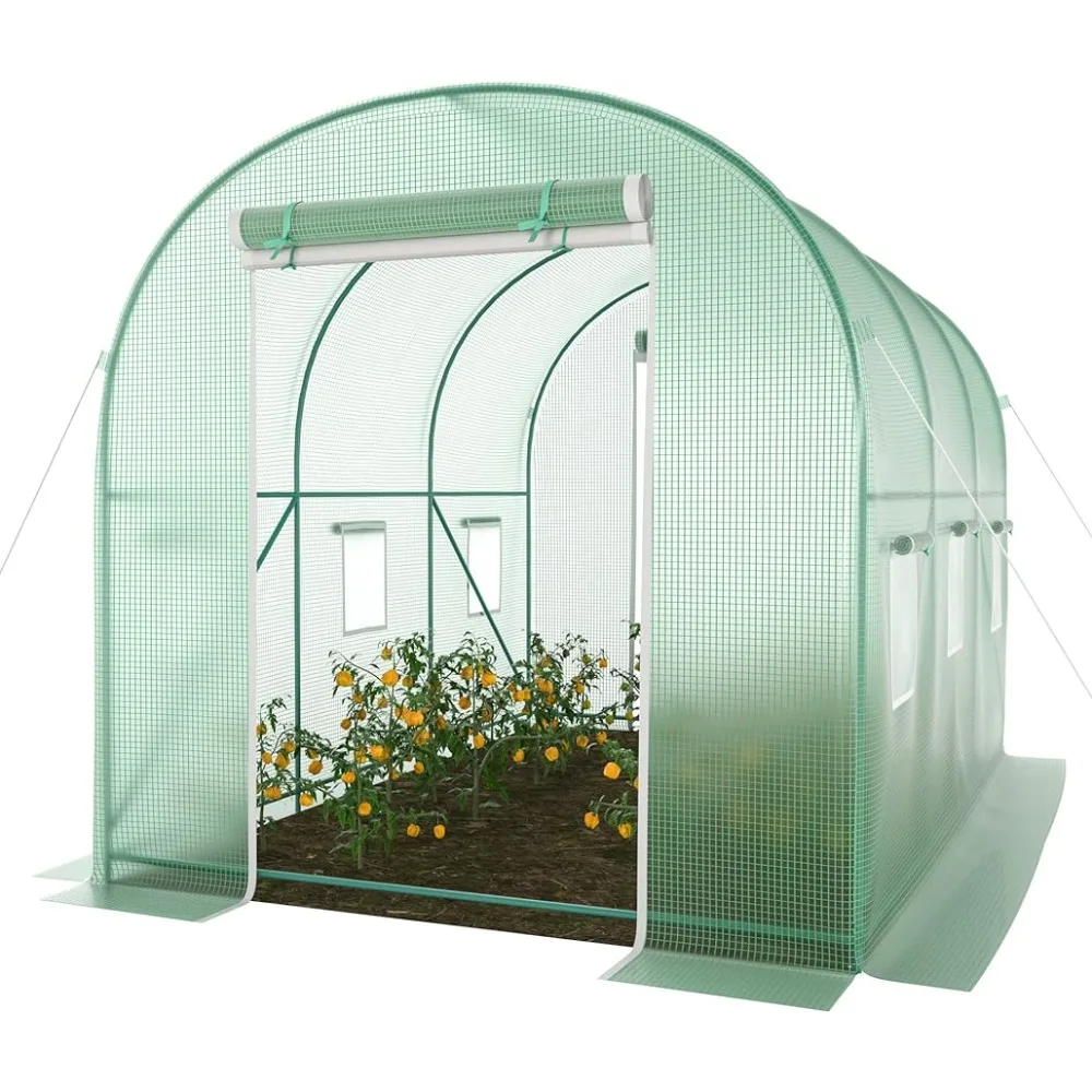 

Walk-in Greenhouse Upgraded Green House With Dual Zippered Screen Doors & 6 Screen Windows Prefabricated House Housing Gardening