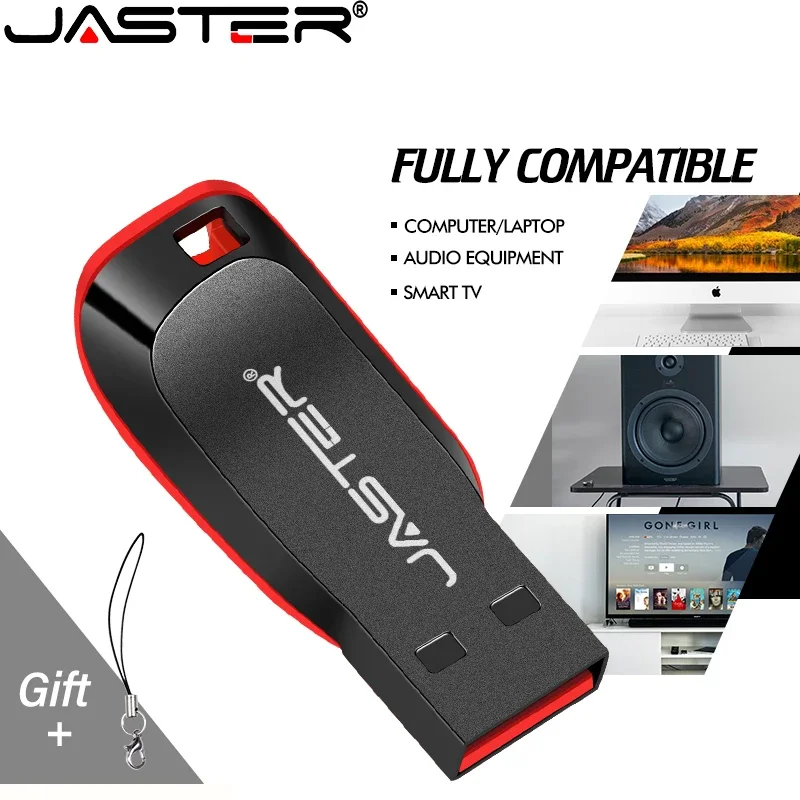 JASTER Metal USB Flash Drives 128GB Real Capacity Memory Stick 64GB Portable Pen Drive 32GB Free Key Chain USB Stick 16GB 8GB