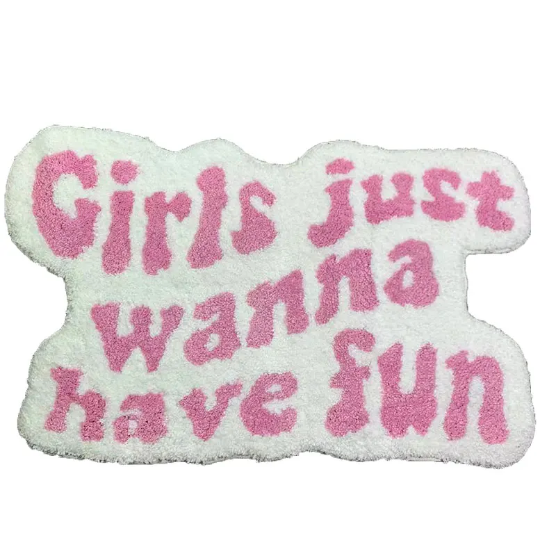 50x80cm Irregular Shaped Pink Letters Individual Aesthetic Design Carpet Flocked Soft Room Door Mat Rug Three Styles Bedside Rug