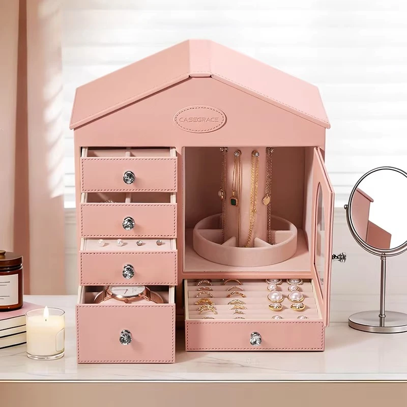 

Creative Jewelry Box Rotating Display Necklace Stand Bracelet Earrings Ring Large Capacity Multifunctional Jewelry Storage Boxes