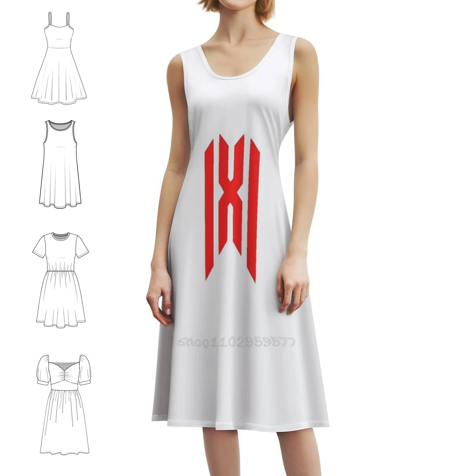 

Monsta X New Logo Floral Smock Dress For Women Spring Summer Casual Dress For Party Monsta X New Logo Logo Monstax Kpop Women's