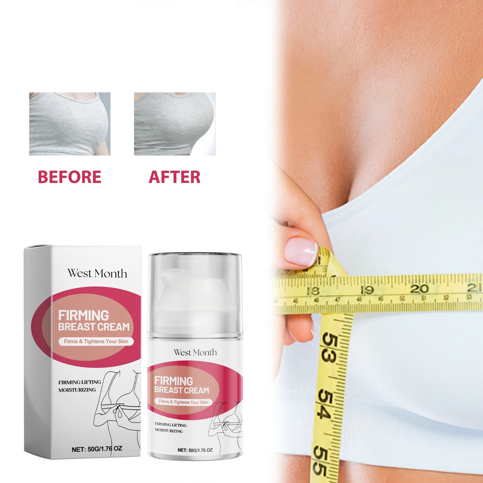 

Firming Breast Cream, Fims & Tightens Your Skin, Firming and Lifting Massage and Care, Reshape the Charming Chest Contour